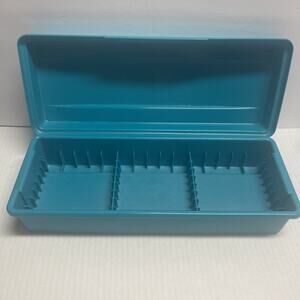 Vtg Alpha Plastic Audio Cassette Holder Storage Case Holds 15 Tapes Turquoise